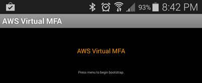 AWS Virtual MFA Boot Screen