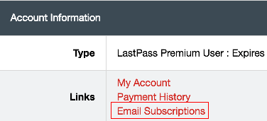 LastPass Email Subscriptions